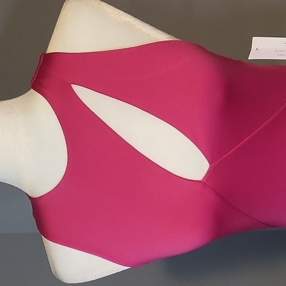 Live in the Moment Pink High Neck Thong Bodysuit with Cutout - Size S - Picture 5 of 12